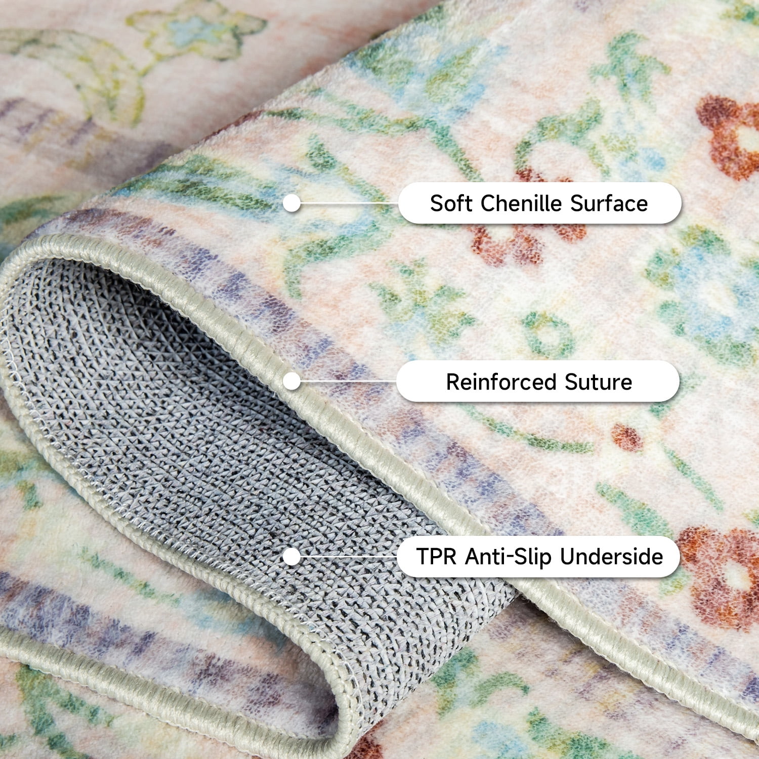 Ultrug Vintage Floral Rugs Soft Boho Area Rug Indoor Carpet for Living Room Bedroom Home Decor,6'x9',Light Pink