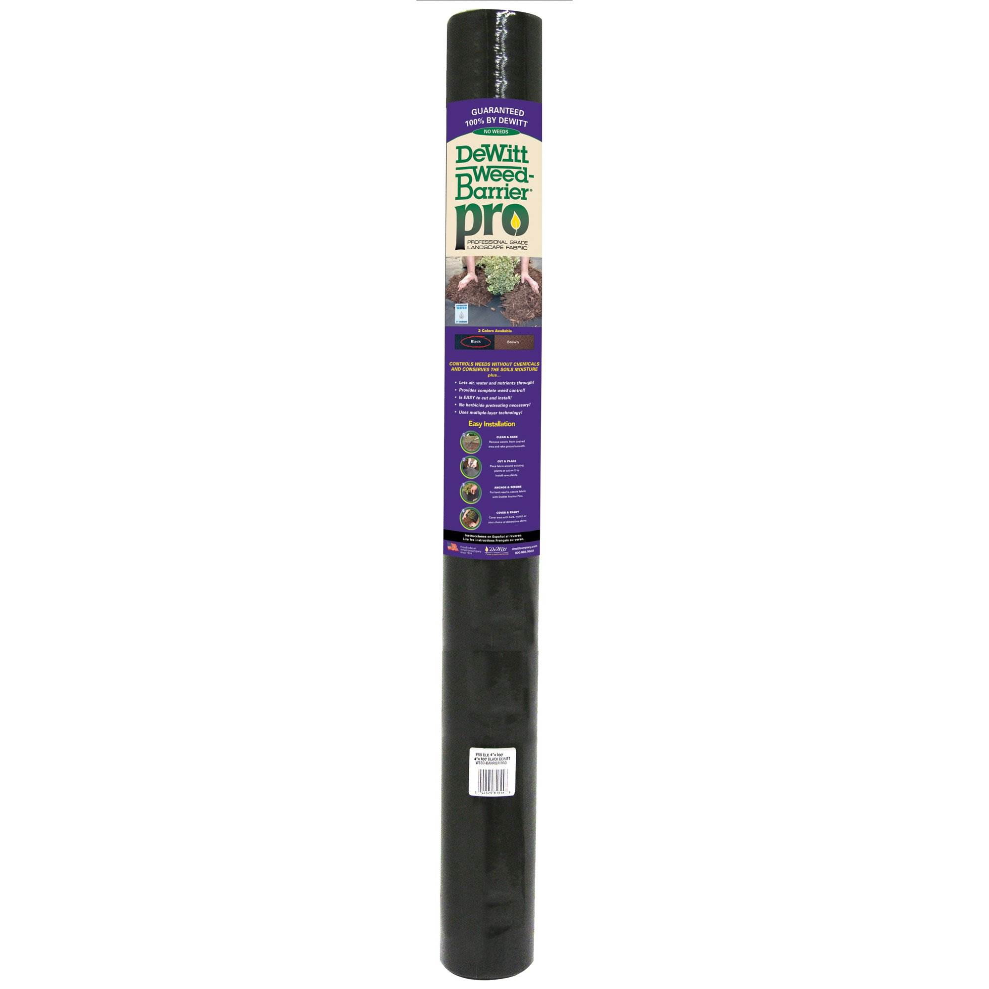 DeWitt 3-Pack Weed-Barrier Pro Black 3 oz Heavy-Duty Landscape Fabric, 4 x 100 Feet