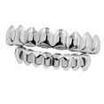 thumbnail image 1 of 18K Custom TopBottom Grill Set Hip Hop Grill Fang Prop Plata jinwen Parrillas chapadas en oro de 18 quilates, 1 of 8