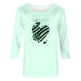 thumbnail image 4 of Meichang T-Shirts à Manches 3/4 pour Femmes T-Shirts de la Saint-Patrick Hauts Graphiques Trèfle Chanceux T-Shirts de Vacances Col Rond Blouses en Liquidation, 4 of 5