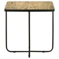 thumbnail image 5 of Travertine & Black Accent Table | Modern Square Stone Top with Artistic Iron Sled Base | 24" Contemporary Coffee/End Table for Living Room | Unique India Made Home Decor, 5 of 7