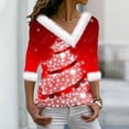 thumbnail image 2 of yilyih Blouses pour Femmes, Pull Imprimé à Col en V Manches Longues, 2 of 3