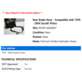thumbnail image 2 of Rear Brake Hose - Compatible with 1999 - 2004 Suzuki Vitara 2000 2001 2002 2003, 2 of 2