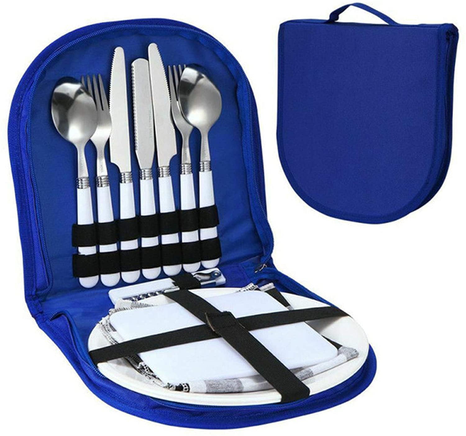 Ezyoutdoor 13 Piece Stainless Steel Travel Hiking Kitchen Camping Cutlery Set With Lightweight Storage Bag Folk, Spoon, Chopsticks,Knife 