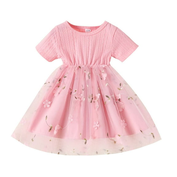 Baby Girl Dresses Short Sleeve Tulle Dress Party Birthday Princess Dresses 3-24M