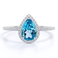 thumbnail image 1 of JeenMata Anillo de Compromiso de 1 Quilate con Piedra Natal de Diciembre en Corte de Pera - Anillo de Bodas - Anillo de Halo - Anillo Pavé - Anillo de Promesa - Baño de Oro Blanco de 18 K sobre Plata, 1 of 6