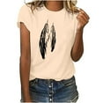 thumbnail image 2 of Inverlee Womens T Shirts V Neck Dressy Casual Short Sleeve Tops Boho Feather Print Shirts Classic Holiday Tunic Blouse Tee, 2 of 6