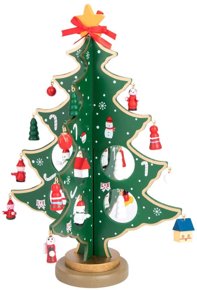 Christmas Tree Mini Small Table Wooden Decoration Ornaments With ...