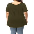 thumbnail image 4 of CHOK Chemise Henley Grande Taille pour Femmes Été Décontractée Manches Courtes Col en V Boutonnée Tunique Plissée, 4 of 8