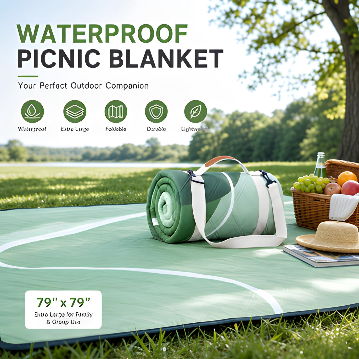 Waterproof Picnic Blanket Outdoor Camping Beach Mat Extra Large Foldable Car Essential Roadtrip Gadget Rv Accessories Glamping Tent Gear Must Haves Hiking Stuff Backpacking Necessities Gift