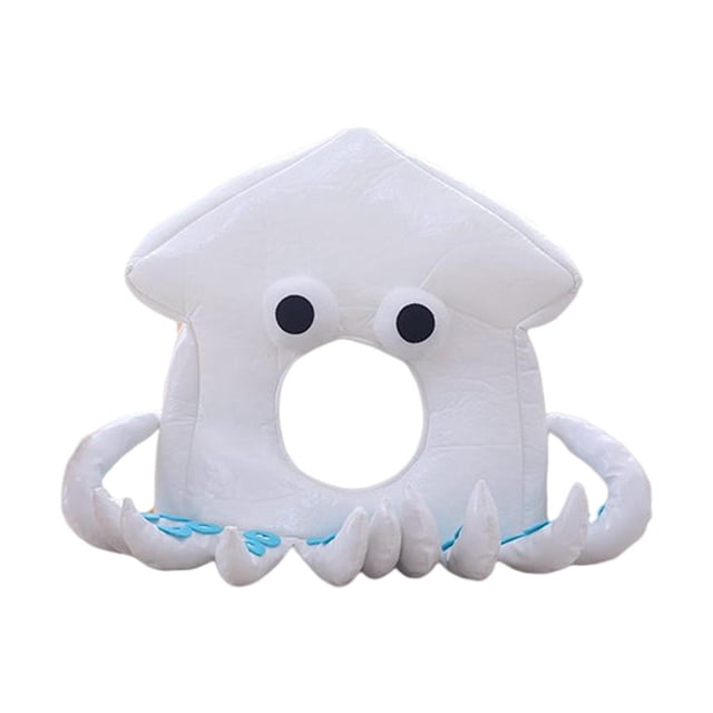 Divertidos sombreros de animales de peluche de dibujos animados blancos accesorios para fotografía juguete a prueba suave calamar animal