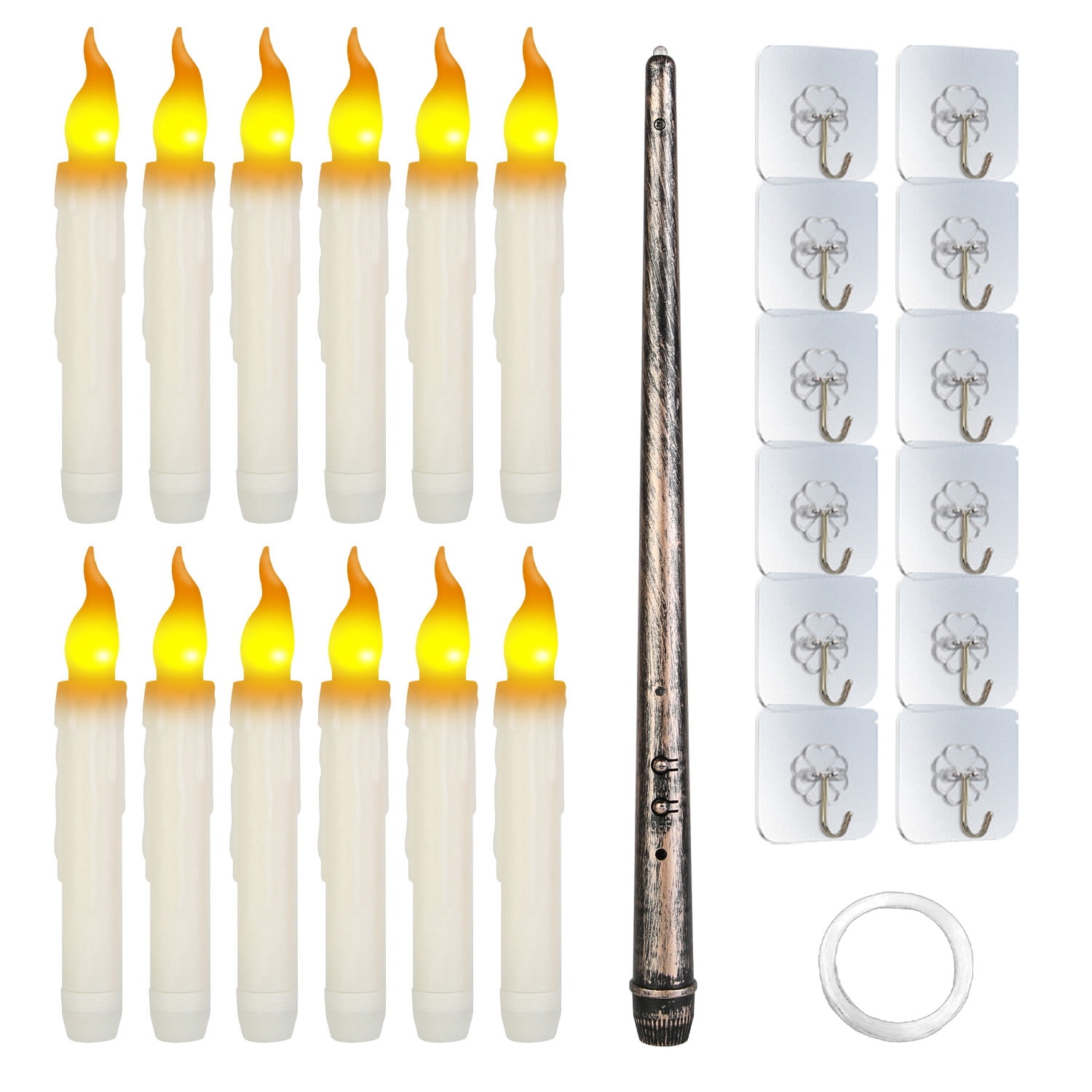12Pcs Battery Operated Flameless Floating Candles, LED Hanging  for Halloween Christmas