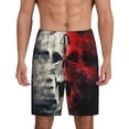 thumbnail image 1 of Balery Red And White Screaming Demon Skull Pantalones cortos de pijama de punto de algodón para hombre con cinturilla y bolsillos-Medium, 1 of 6