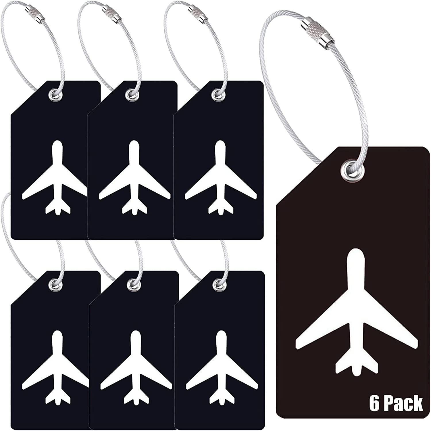 Untethered Luggage Tag Set | 4 Pack Flexible & Bright Silicone Baggage Tags for Travel & Suitcases Includes Name Cards with Partial Privacy Co