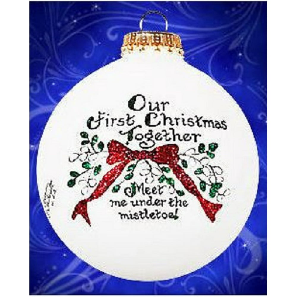 Our First Christmas Together Mistletoe Made in USA Glass Ornament