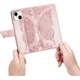 thumbnail image 4 of Wallet Case for iPhone 14 (Not fit 14 Max),3D Butterfly Pattern PU Leather Case with Magnetic Clasp and Cash Card Slots Holder Holster for iPhone 14 (6.1), HZD Rhinestone Rose Gold, 4 of 18