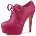 thumbnail image 1 of Unique Bargains Bottines à Plateforme à Talon Aiguille Haut pour Femme Rose Vif US 6, 1 of 5