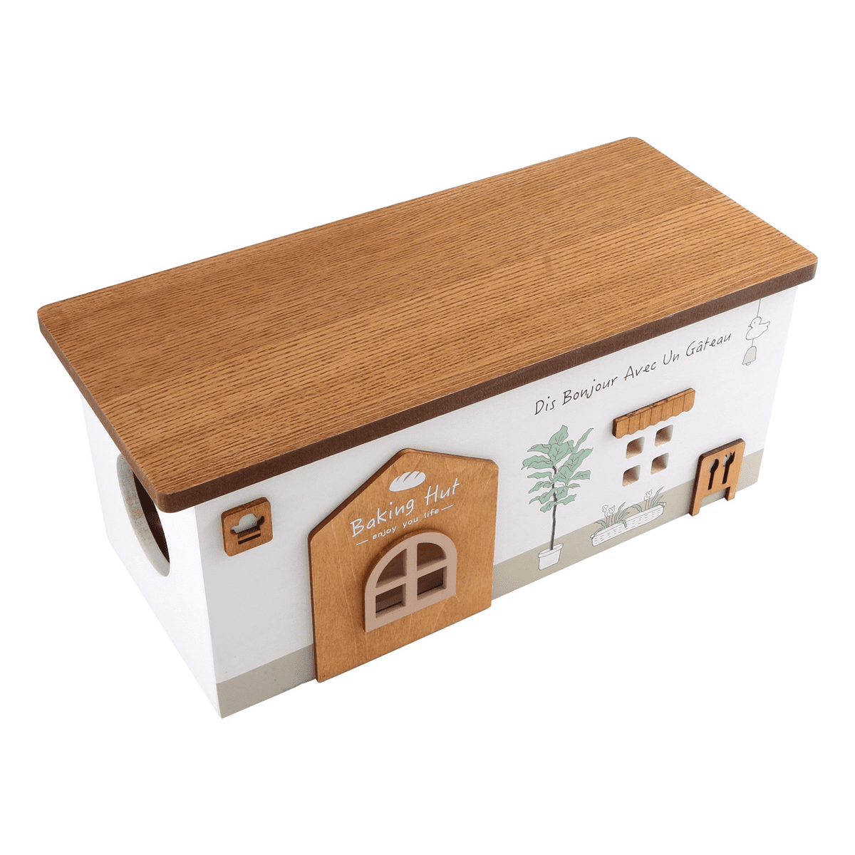 Cable Management Box, Wood Extension Cord Organizer, Handmade Power Strip Box for TV Computer Wire USB Hub System