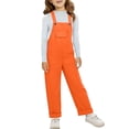 thumbnail image 5 of Coerni Girls' Vintage Jumpsuit Teens Baggy Wide Leg Jeans Overall Shorts with Pockets Kids Solid Retro Washed Strap Jumpsuits Pants, 5 of 7