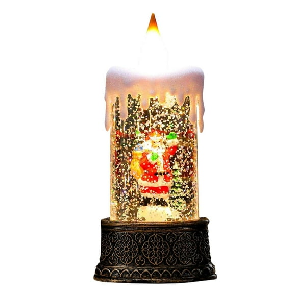witspace Christmas Snow Globe Lighted Flying Santa Scene, Musical Snow Water Lantern Swirling Glittering Home Decoration and Gift, Battery Operated or USB Powered