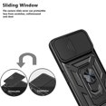 thumbnail image 4 of Ring Kickstand Design Phone Case Camera Slide Cover Pc + Tpu Drop-proof Hybrid Phone Protector For Realme 8i/narzo 50 4g - Black, 4 of 4