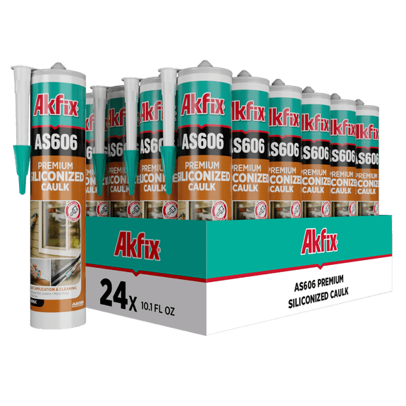 Akfix AS606 White Siliconized Acrylic Sealant 10.1 fl oz-24 Pack