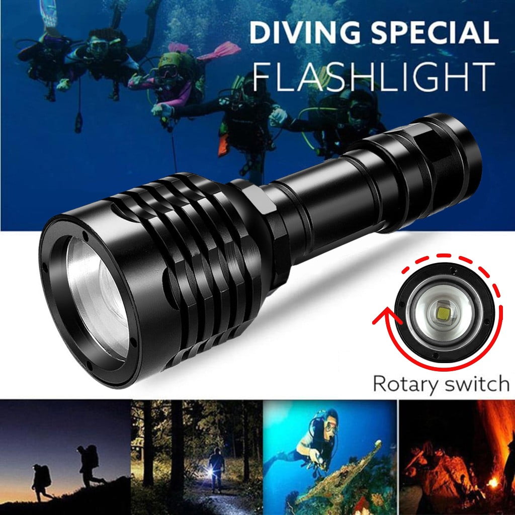 5000LM T6 LED Diving Scuba Flashlight Torch Underwater 100M Camping Light 18650 
