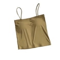thumbnail image 5 of Lightweight Camisole Linen Women's Spaghetti Strap Crop Cami Top, Square Neck Slim Fits Basic Tanks, Summer Lightweight Comfy Camisole Yellow L, 5 of 8