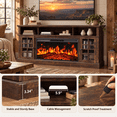 thumbnail image 4 of Electric Fireplace TV Stand up to 80" TVs, Farmhouse Entertainment Center wiht 36" Fireplace for Living Room, Brown, 4 of 11