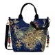 thumbnail image 5 of Bolso de hombro para mujer, bolso de mano de lona con lentejuelas brillantes bordadas con pavo real, Abody Azul oscuro con correas, 5 of 5