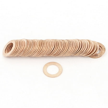 - 50PCS 16mm OD 10mm ID 1mm Thick Copper Washer Flat Ring Oil Brake Line Seal