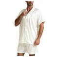 thumbnail image 4 of Kureaily Mens Solid Color Smooth Home Suit Two Piece Set Mens Pajama Set, 4 of 5