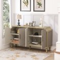 thumbnail image 3 of 59" Accent Storage Cabinet, Modern Retro Multi-Function Sideboard Cabinet with Linen Decorated Doors, Console Table for Living Room, Entryway, Bedroom, Kitchen, Hallway, Office, Natural, 3 of 9