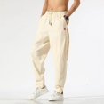 thumbnail image 2 of Pantalones de hombre ajustados, pantalones casuales para hombre, lino, harén, tendencia punk, venta regular, estilo coreano, estético, ropa de calle de licra, larga, 2 of 5