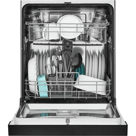 Frigidaire - 24" Compact Front Control Built-In Dishwasher with Stainless Steel Tub, 52 dBA - Black