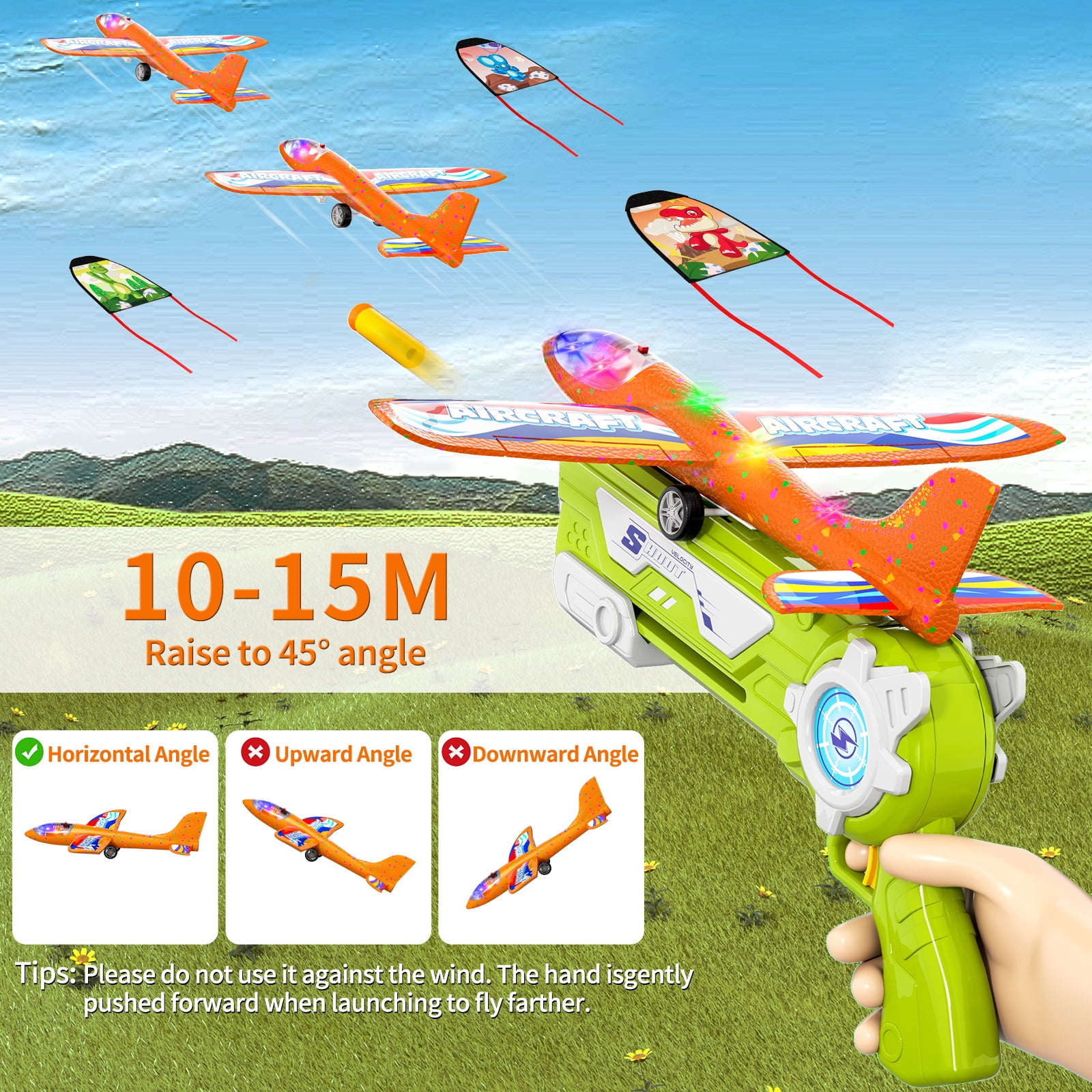 8 Pcs Airplane Toy,12.6" Toy Airplane ,Flying Toys for Age 3-12 Years Old(13.59"x3"x8") (13.59"x3"x8") Green+Red