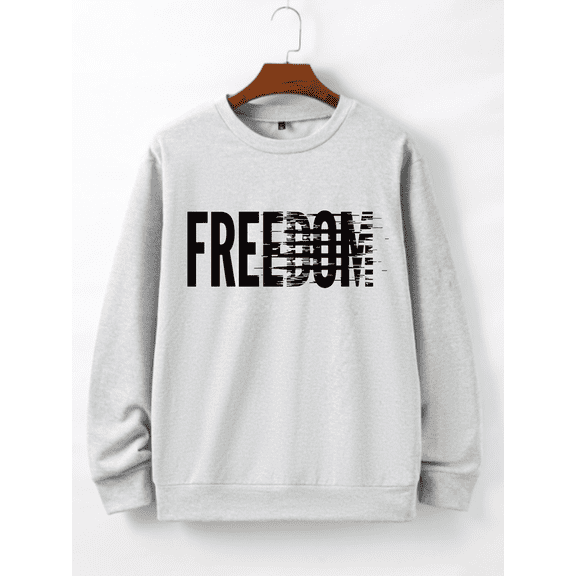 Whichone Freedom Print Sweatshirt - 100% Polyester Casual Pullover, 3 Colors (S-XXL), Comfort Fit for Streetwear, Daily Wear & Outdoor