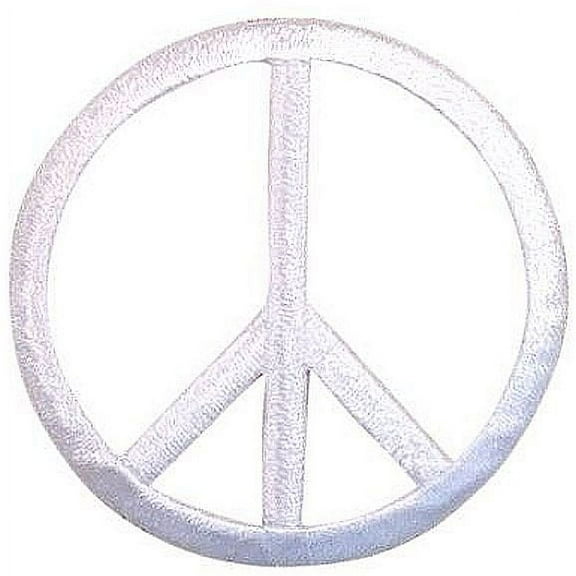 2" White Peace Sign - Iron on Applique/Embroidered Patch