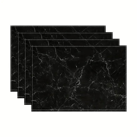 Marble Place Mats Black White Marble Table Mats for Men Boys Abstract Marble Crack Placemats Set of 4 12x18 Boho Gothic Aesthetic Waterproof Placemats,Anti Slip
