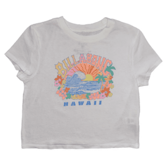 Billabong WHITE Women's Stay Salty Hawaii Crop Tee, US X-Large/14
