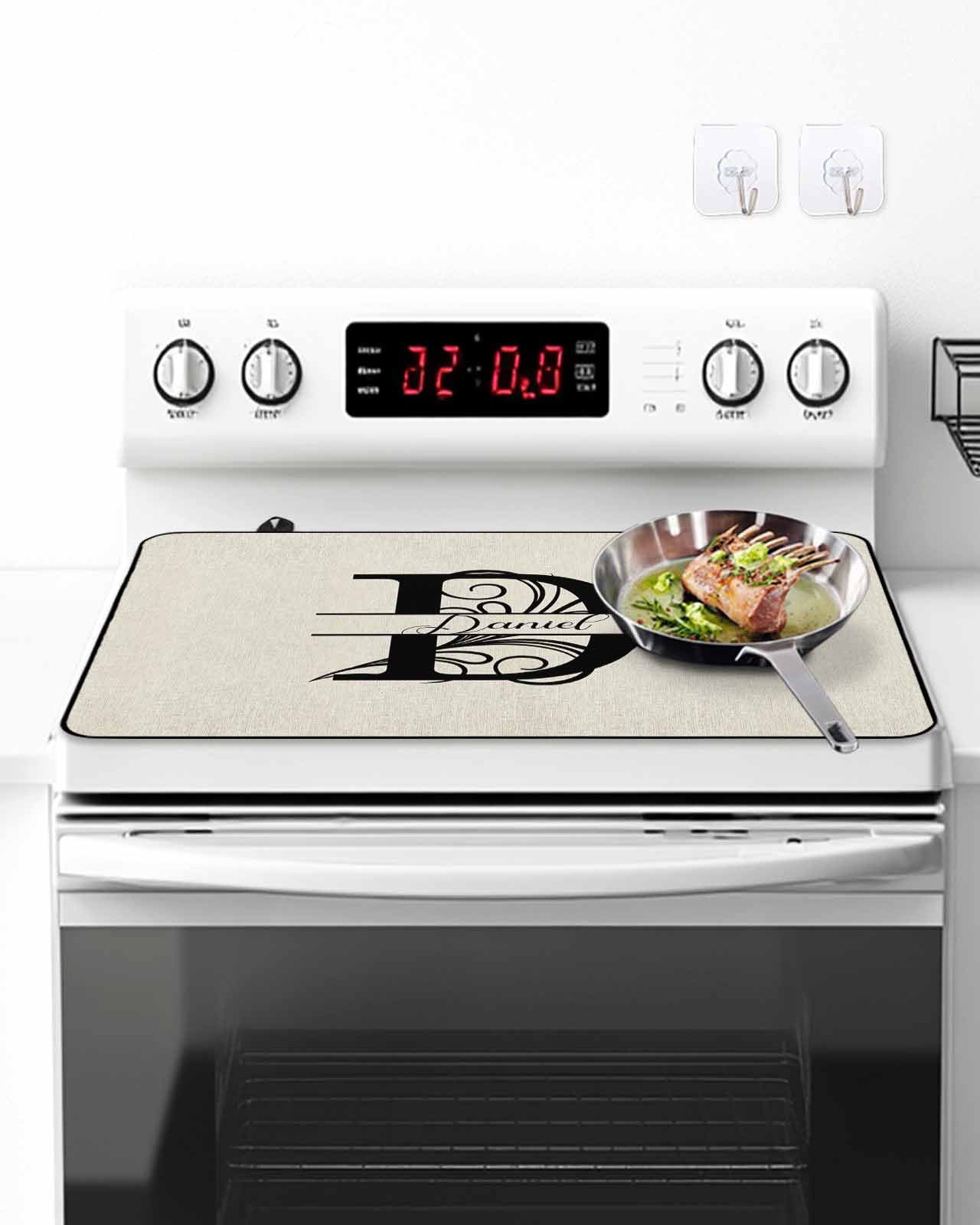 Stove Top Covers for Electric Stove, Letter D Glass Stovetop Cover Protector, Monogram Words Induction Cooktop Protector Oven Mat for Kitchen Countertop 24"x21"