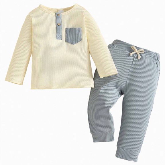 NOLDARES Toddler Baby Boy Set Clothes Long Sleeve Cute Print Tee Sweatpants Elastic Waist Casual Winter Outfits 2Pcs Size:5-6 Y,Sky Blue
