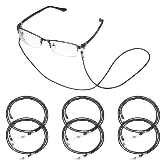 Uxcell 6 Pcs Braided Eyeglasses Strap, Eyeglass Chain for Women and Men, Black