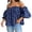 Dark Blue, variant on Cute Womens Tops Wave Dot One Shoulder Bubble Sleeve Petite Tops for Women,Coffee,S