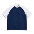 thumbnail image 2 of Hearthz S-4XL Men's 1/4 Zip Raglan Short Sleeve Shirts Men Color Block Stand Collar Pullover Soft Cuffed Sleeve Contrast Colors Mens Shirts Casual, 2 of 5