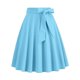 thumbnail image 1 of Karight Womens Midi Skirt Swing A-line Vintage Casual Elastic Wide Waist Flared Skirt with Belt, 1 of 5