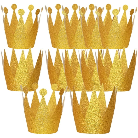 12 Pieces Golden Crown Hats for Kids Birthday Party Props Baby Boy Celebration Accessories