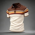 thumbnail image 5 of Polo Shirts for Men Vintage Striped Collared Athletic Henley Golf Shirts Classic Loose Casual Tops Soft Work Blouse Khaki2 M, 5 of 5