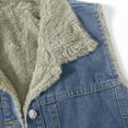 thumbnail image 6 of Women's Denim Button Front Vest, Fleece Lined Sleeveless Jacket, Warm Winter Outerwear, Casual Layering Piece, Soft Plush Inner Wear, Cold Weather Protection Blue L, 6 of 7