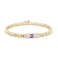 thumbnail image 2 of ANGARA Natural Square Amethyst & Baguette Diamond Bracelet in 14K Yellow Gold for Women (Size-4mm) | February Birthstone, Anniversary, Jewelry Gift for Women | Natural Amethyst Bracelet, 2 of 7